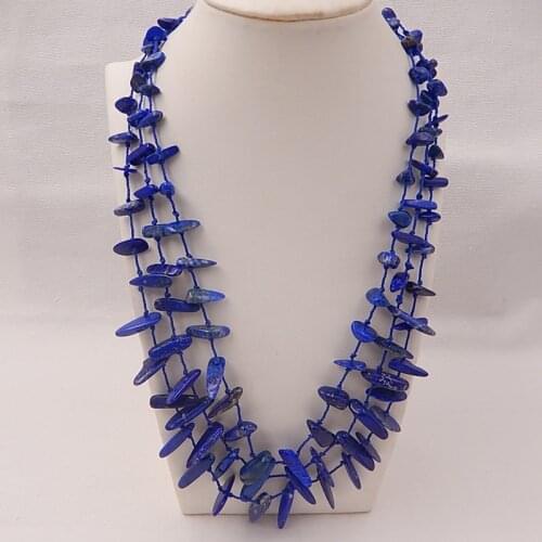 Natural Stone Freeform Three laps Handmade Lapis Lazuli Necklace Pendants 16x11x4mm 20x12x6mm 15.35g Charms Beautiful Beads