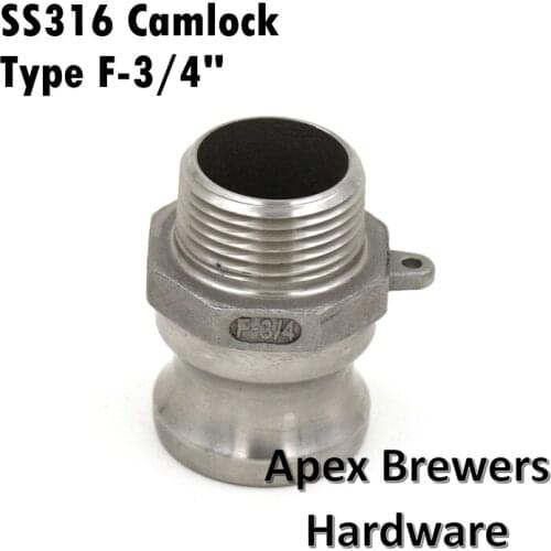 Camlock QD - 3/4 Type F, Stainless Steel 316, Homebrew Fitting, 3/4" Male NPT, Brewers Hardware