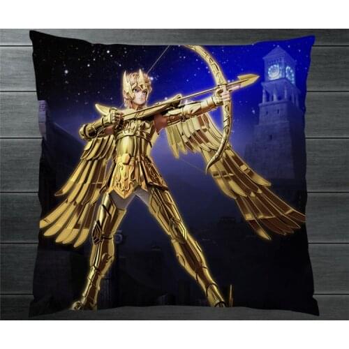 Saint Seiya Gold Zodiac Sagittarius Aiolos Fanart 40*40cm Two Side Pillowcase Pillow Case Cover Cosplay Gift BED/SOFA/CAR Decor