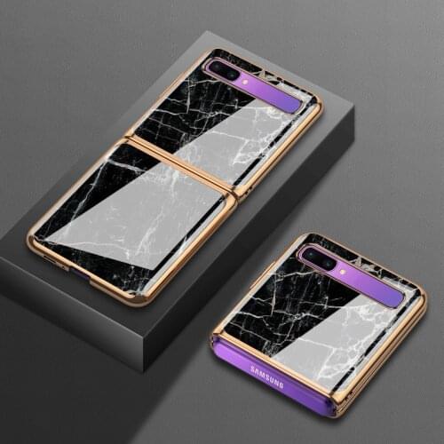 For Samsung zflip phone case f7000 protective cover f700n anti falling f7070 glass marbling