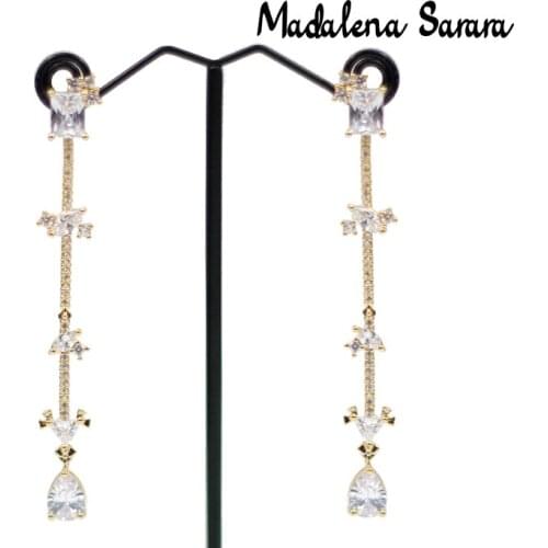 MADALENA SARARA Elegant S925 Needle earrings AAA Zircon Inlaid earrings Drop Style 85mm