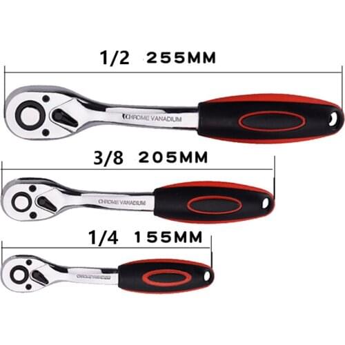 72 Teeth Ratchet Wrench 1/2" 3/8" 1/4" Bidirectional Ratchet Wrench Handle Fast Repair Tools CR-V Spanner