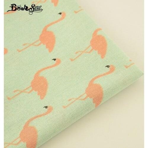 Booksew Cotton Linen Fabric Red-crowned Crane Design Animal Home Textile Sewing Material Tablecloth Pillow Bag Curtain Cushion