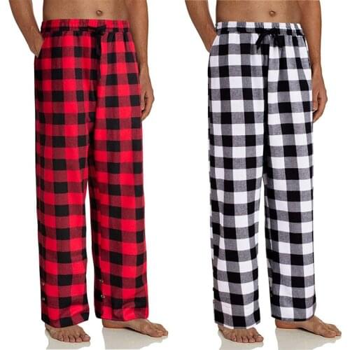 Cotton Fall Winter Mens Striped bottoms Pajamas Long Sleepwear Pants Pajamas Male Men home Sleep Bottoms Plaid Sleeping Pants