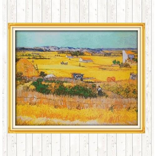 A Good Harvest of Wheat DIY Needlework Cross Stitch Sets for Embroidery Thread Set 14ct Print Canvas 11ct Handmade Cross Stitch