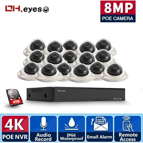 16 Channel CCTV Cameras Security System Kit 4k 16ch NVR Kit 4K POE Dome Video Surveillance Camera System Set 8CH 8MP IP Cam Set