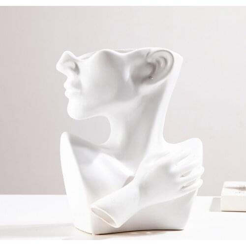 Creativity Ceramics Vase Abstract Human Face Crafts Decoration Desktop Flower Arrangement Flowers Vases