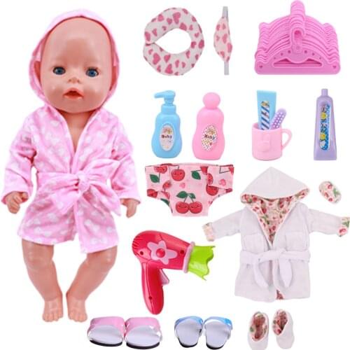 Doll Cute Clothes &Accessories Love Bathrobe For 18 Inch And New Born Baby & Our Generation Girls Birthday Toy Gifts