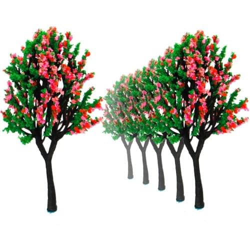 HO N O Scale Model Railway Flower Trees Color Vegetation Miniature Model ABS Plastic Realistic Landscape