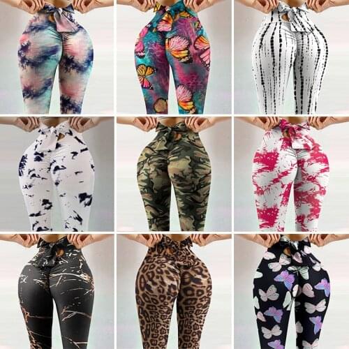 Fashion Camouflage Leopard Digital Printed stripe Leggings Women Butterfly bow Sport Stretch Pants High Waist Push Up Leggins