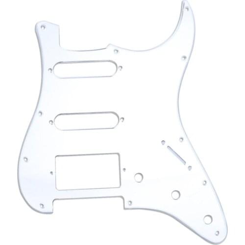 Musiclily HSS 11 Hole Guitar Strat Pickguard for Fender USA/Mexican Made Standard Stratocaster Style, 1Ply Silver Mirror Acrylic