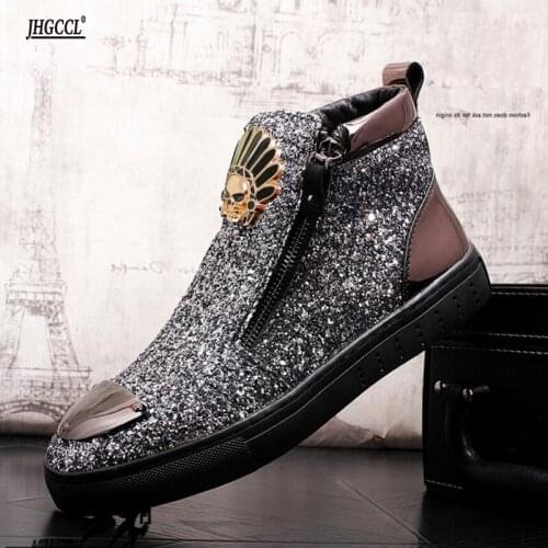 High quality rivet casual boot silk canvas 3D printed pattern leather high top casual boot star soft sole loafers bottillons w29