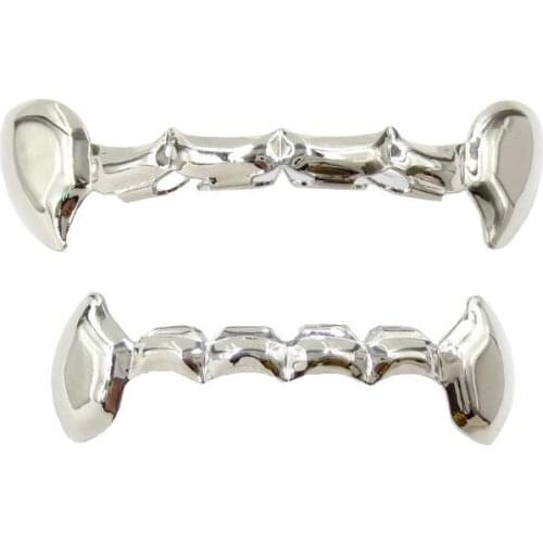 10sets/lot Teeth Grillz Top&Bottom Grillzs Set Dental Mouth Punk Teeth Caps Cosplay Party Tooth Rapper Halloween Jewelry Gift