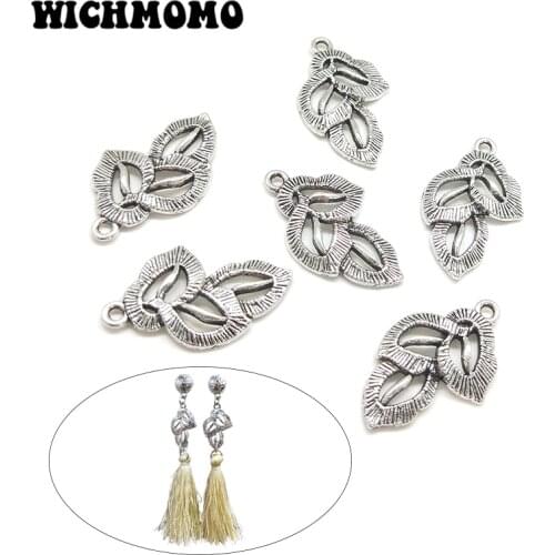 2019 New Fashion 10pieces/bag 27mm Zinc Alloy Retro Leaves Charms Pendants DIY Necklaces Earrings Jewelry Accessories