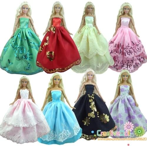 New arrival 15 items = 5 Wedding Dress Princess Gown +5Pairs Shoes + 5 accessory Clothes For Barbie Doll baby girl birthday gift