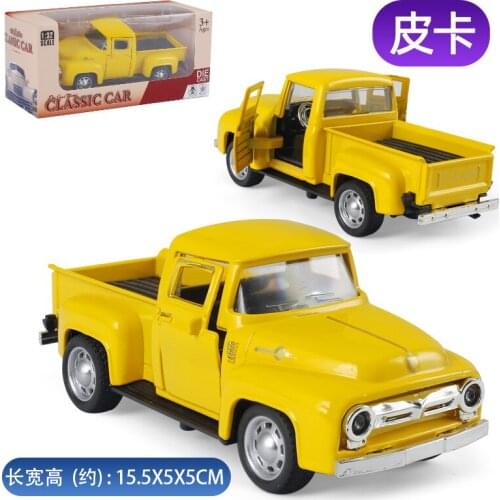 New Die Cast Car Models Alloy Electronic Sound Flashing Pull Back Pick Up Car Vintage SUV Pickup Truck Toys for Children in box