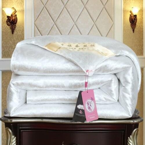 New Natural/ 4 Season Flower Print Mulberry Silk Quilt Warm Soft Patchwork Duvets Twin Full Queen King Size Comforter Bedding