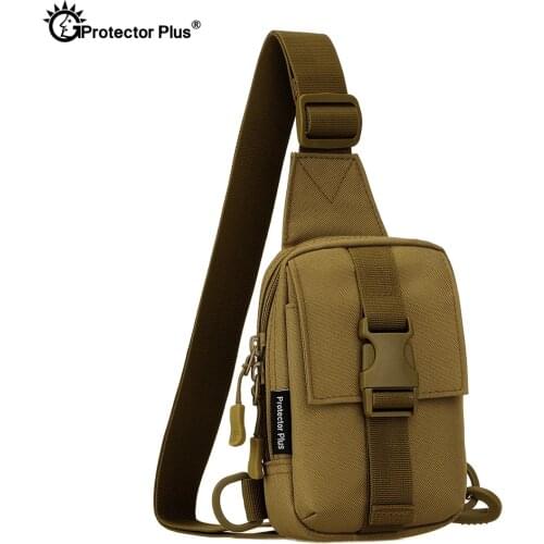 PROTECTOR PLUS Tactical Outdoor Durable Nylon Sports Travel Single Shoulder Small Chest Hanging Mobile Phone Bag Mini Small Bag