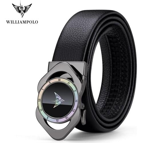 WilliamPolo Genuine leather Belt Men Luxury Brand Designer Top Quality Belts for Men Strap Symphony Automatic Buckle fashion
