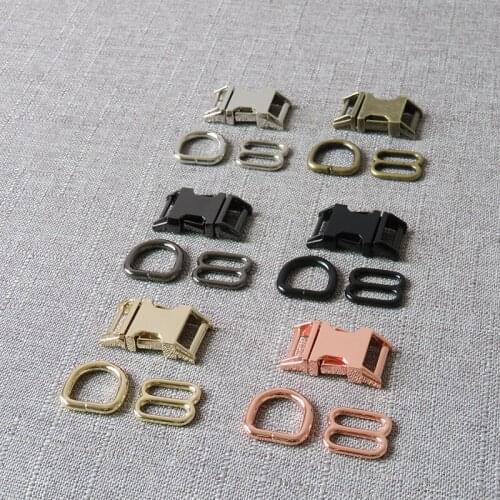 100 sets 15mm metal breakaway buckle straps belt slider D ring connect buckle for dog collar harness sewing accessory hardware