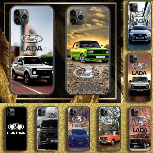 Russian Lada Car Phone Case Cover Hull For iphone 5 5s se 2 6 6s 7 8 12 mini plus X XS XR 11 PRO MAX black art cell cover soft