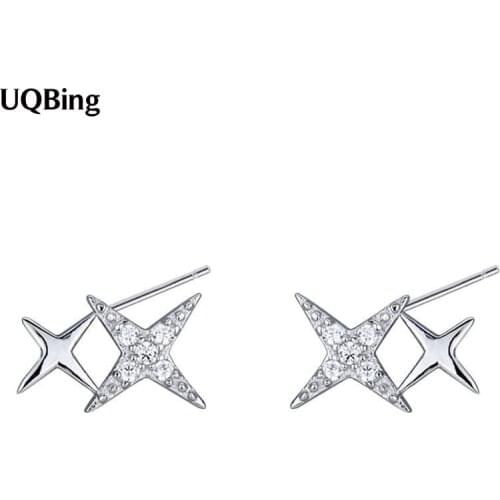 925 Sterling Silver Rhinestone Stud Earrings For Women Beautiful Jewelry