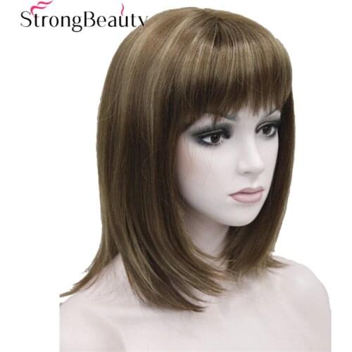 Strong Beauty Synthetic Wigs Medium Long Straight Hair For Women Heat Resistant Full Wig