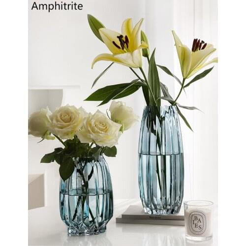 Nordic Thicken Transparent Glass Vase Black Glass Vase Living Room Flower Pots Decoration For Home Dried Flowers Bottle