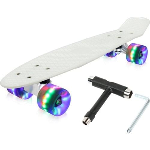 22 inch Fish Skateboards Quality Single Rocker Penny Board White PU Plastic Highway Brush Street Adult Skateboard Scooter