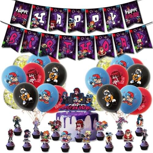 Hot Friday Night Funkin Balloons Game Latex Ballons Cake Topper Birthday Party Decoration Toy For Kids Halloween Banner Globos
