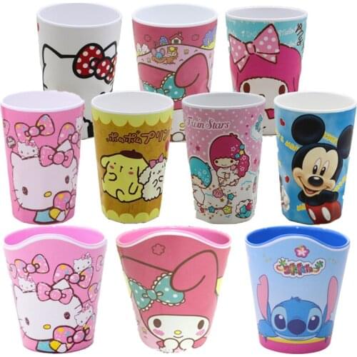 Japanesecreative Cute Kittys Melody Gemini Mickey Poms Purin Stitch Cartoon Anime Modeling Water Cup Mouth Cup Kids Holiday Gift