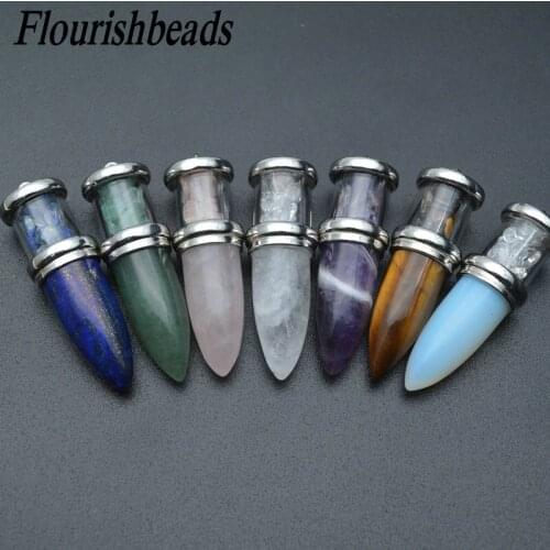 1pc Popular Natural Gemtone Cool Bullet Shape Loose Beads At The Top Pendants Fit Necklace Jewelry Making