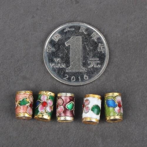 10pcs Chinese Cloisonne Filigree Enamel Small Rectangle Loose Beads DIY Jewelry Making Necklace Bracelet Earring Women Accessory