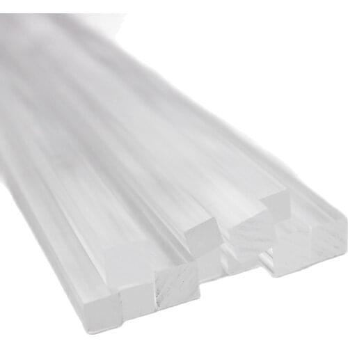10pcs Square Plastic Rod Bar Clear Acrylic 3, 4, 5, 6, 8 & 10mm Length 500mm