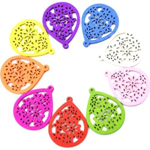 10pcs/bag 34mm*26mm multicolor wholesale high quality wood pendant die cutting Angle DIY ornaments handmade decorative wood pie