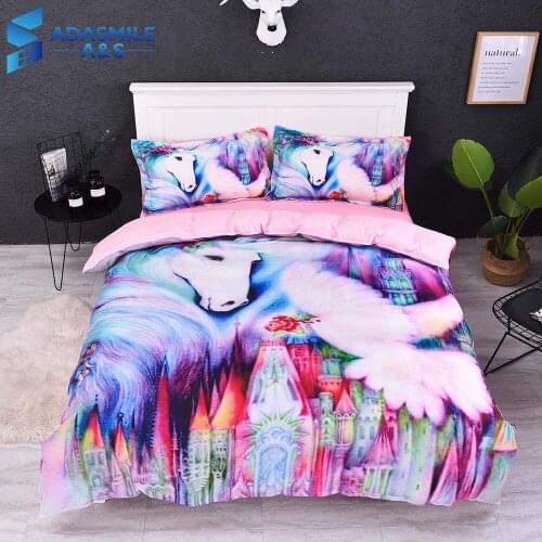 2pcs/3pcs Fairy Horse Bedding Set For Home US Comfortable Zipper Duvet Cover Sets 100% Polyester Reactive Printing Bedding Set