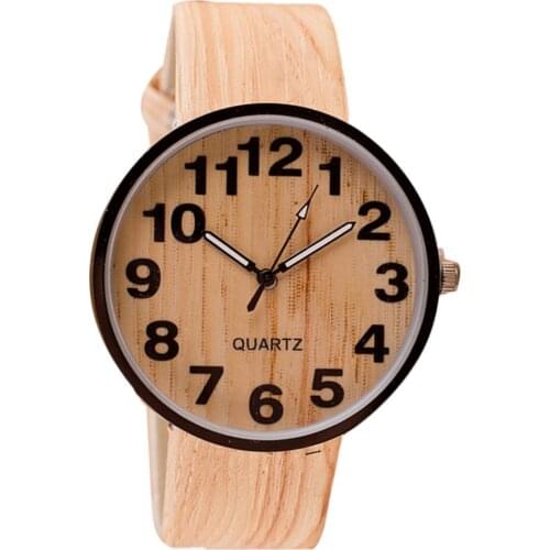 2020 New Fashion Wood Grain Dial Leather Band Quartz Watch Women Dress Wristwatches Arabic numerals Dial Clock relogio feminino