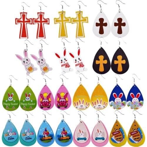 2021 Easter Leather Drop Earrings New Handmade Creative Cute Cartoon Rabbit Earrings Fashion Jewelry Gifts Wholesale