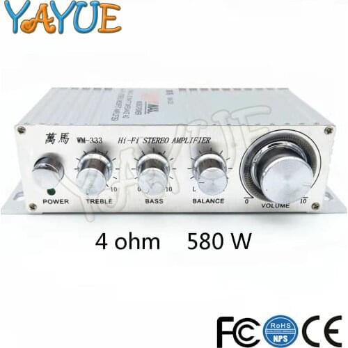 4ohm Audio Amplifier 580W Hi-Fi Stereo Amplifier for Arcade Machine Home Theater Amplifier 12V Power Supply Input