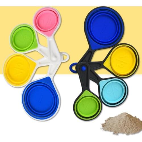4pcs/set Silicone Telescopic Measuring Cup Measuring Shovel Tool Flour Baking Kitchen Grain With Spoon Tools Scale Sets 2021 New