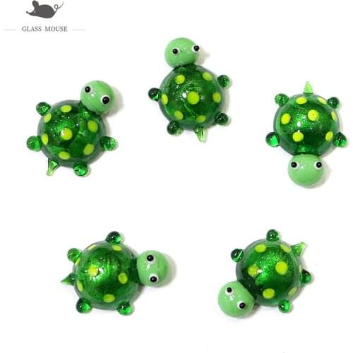 5Pcs Aquarium Mini Turtle Decoration Handmade Colorful Glass Sea Animal Figurines Craft Ornaments Collection Cute Gifts For Kids