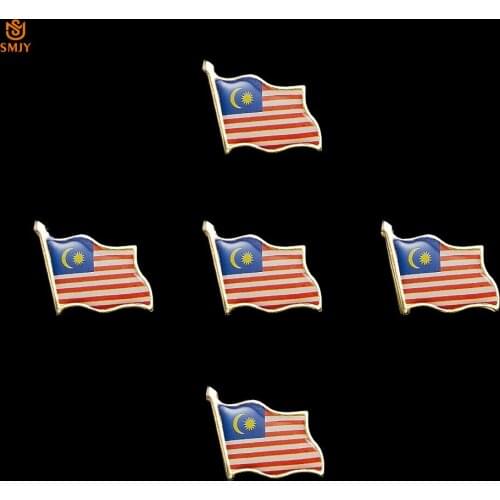 5PCS Malaysia Flag Brooch Tie Backpack Lapel Safety Buckle National Emblem Souvenir Badge Jewelry Gift