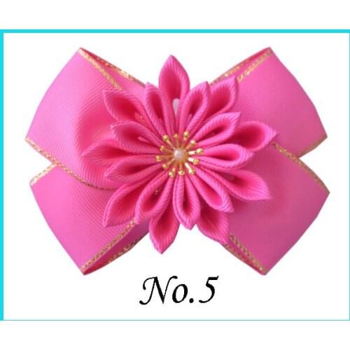 50 BLESSING Girl 4.5" Golden Angel Hair Bow Elastic Flower Hair Band Hairbow
