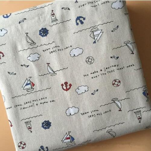 Beige Cotton Linen Fabric Cloud Printing Linen Cotton Fabric DIY Sewing Quilting Canvas Cloth Pillowcase Material Width 150cm