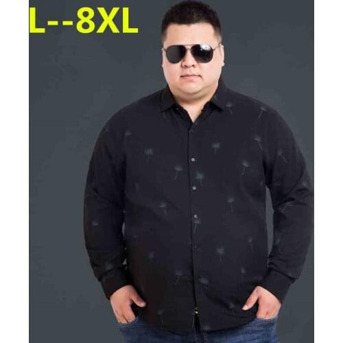 Plus 8XL 6XL 5XL 4XL Floral Printed Men Casual Shirts Classic Men Dress Shirt Mens Long Sleeve Brand New Fashion Spring Shirts