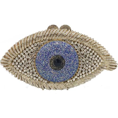 Boutique De FGG Fashion Evil Eye Women Crystal Clutch Evening Purses and Handbags Wedding Party Cocktail Minaudiere Bridal Bag