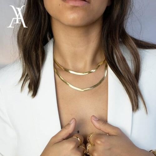 Punk Double Layered Snake Chain Necklace for Women Hip Hop Link Chain Choker Necklace Collares Statement Jewelry 2020