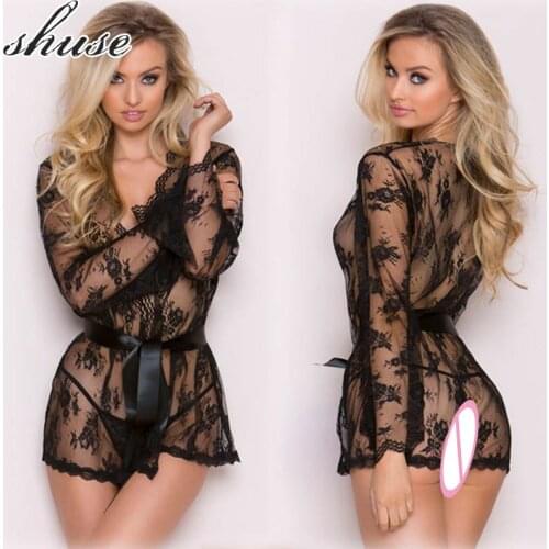 Black Sexy Lingerie Transparent Womens Underwear Sex Porn Baby Doll Hot Erotic Nightwear Costume Femme Sleepwear