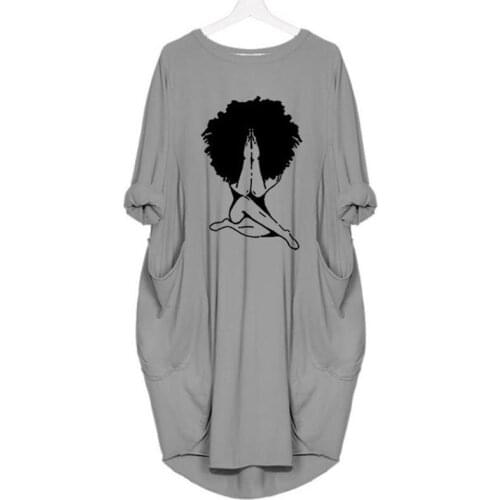 Black Women Print Dress Pocket Cute Dress Beach Vestidos Women Dresses Clothing Mujer Boho Plus Size