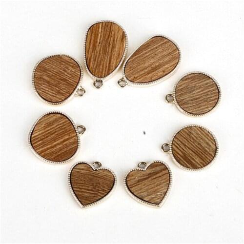 2pcs/lot handmade wood beads pendants connectors for diy earrings necklace jewelry making heart round charms jewelry accessories